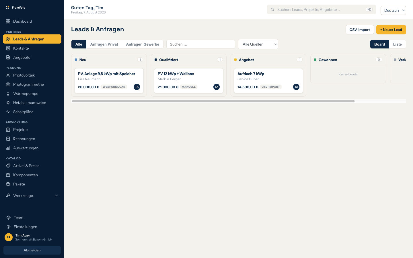 CRM & Lead-Management in FlowVolt